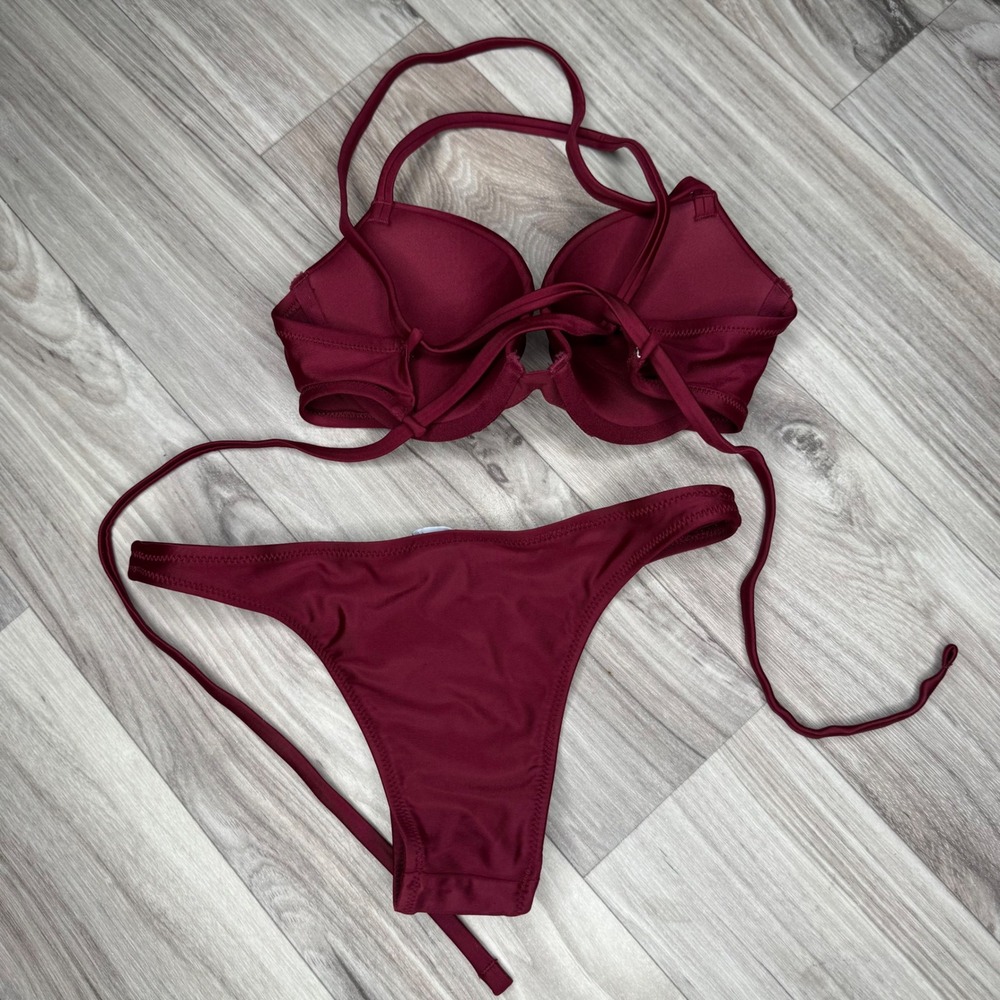 aerie Burgundy Push-Up Bikini Set - Picture 3 of 10